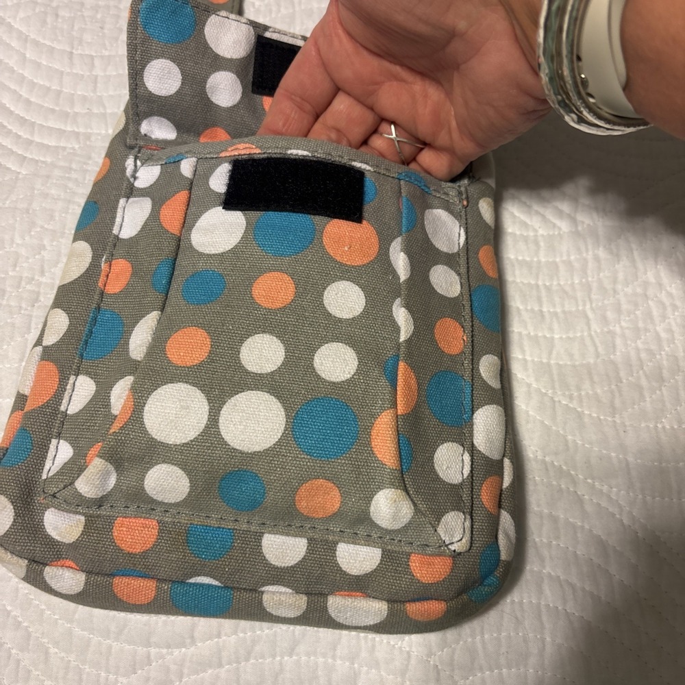 Kavu Keeper Polka Dot Messenger Crossbody Bag, Gray Multicolor - Picture 3 of 11